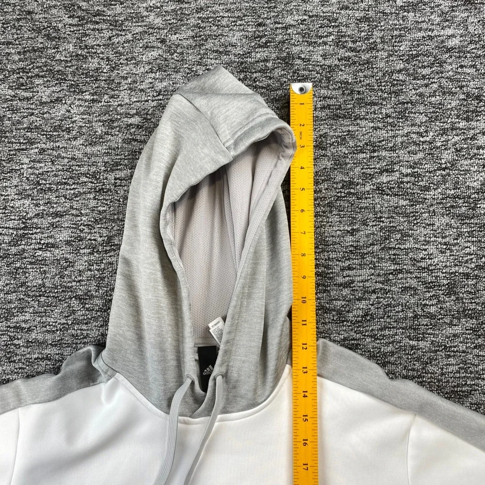 Adidas ClimaWarm Hoodie Mens M White Gray Pullover Performance CV7190 2017